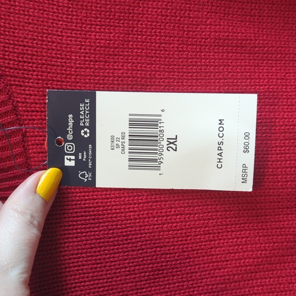 NWT Chaps Red Crewneck Sweater - Picture 5 of 6